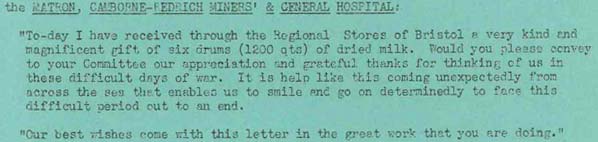 Letter from the Matron at Camborne-Redrich Miners' and General Hospital