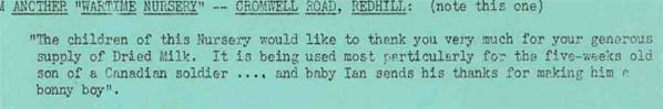 Letter from a worker at a wartime nursery, talking about the 5 week old son of a Canadian soldier