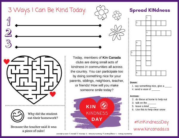 Kindness activity sheet for kids 