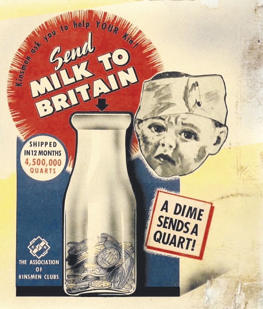 An original "Send Milk to Britain" poster used by Kin Canada