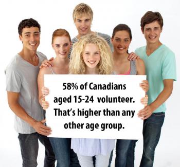 Youth Holding Volunteer Rate Sign