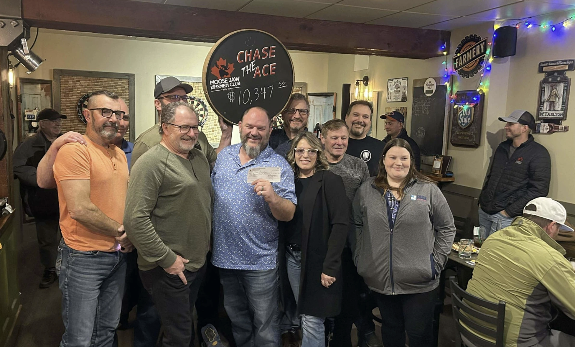 group photo of people posing from the Kinsman club in Moose Jaw