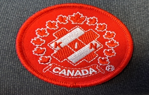 2.5 inch embroidered patch with Kin Canada crest